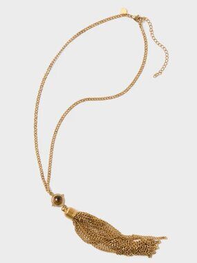 Petit Moments Tiger's Eye Haven Necklace in Gold Brass One Size Womens Jewelry